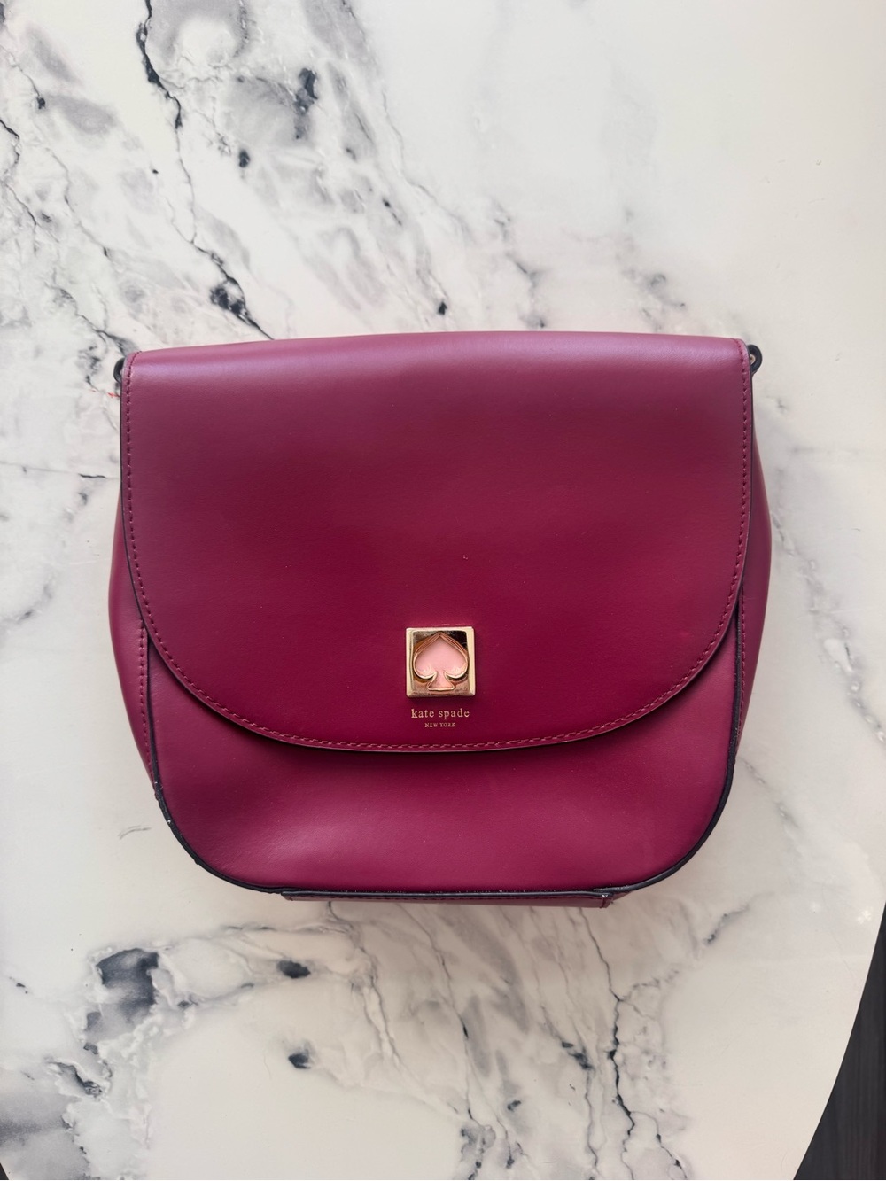 kate spade Berry Pink Leather Crossbody with Gold Accent